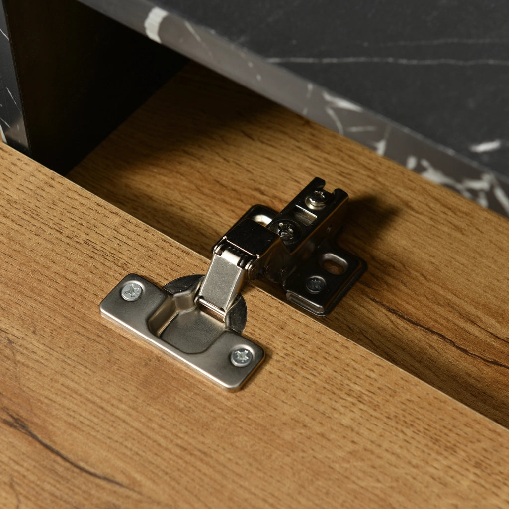 Mobile TV con Design in Marmo e Legno ¨C MINIMAL ¨C Gambe in Metallo, Nero