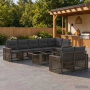 Set Divano da Giardino 9 pz Grigio e Grigio Scuro polyrattan 3436820