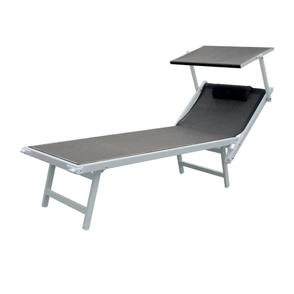 Tempo Style - Lettino Prendisole Tortora con Parasole e telaio bianco