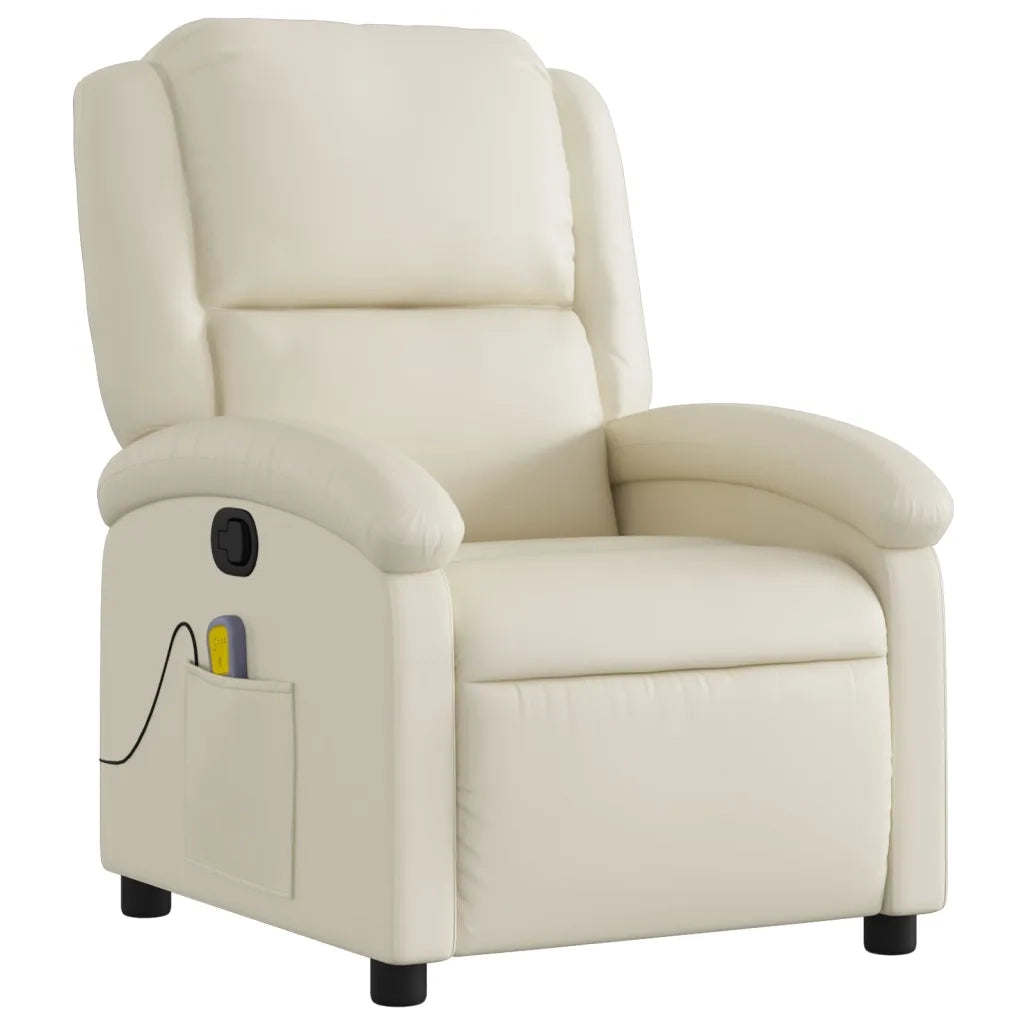 Divano Sedia-Poltrona reclinabile massaggiante in Similpelle Crema 804364