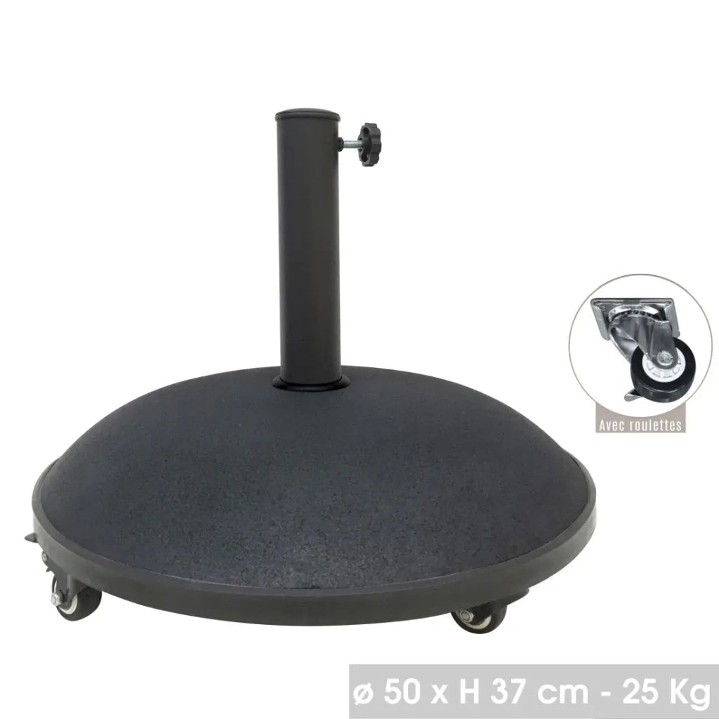 Base per ombrellone in cemento nero 25 kg - Dimensioni 50x37 cm, diametro interno 35/38/48 mm