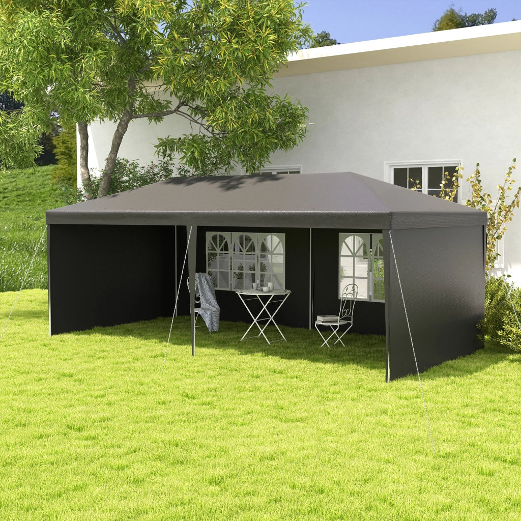 Gazebo da Giardino 6x3m con 4 Paredi e 2 Finestre ¨C zephmum ¨C Grigio