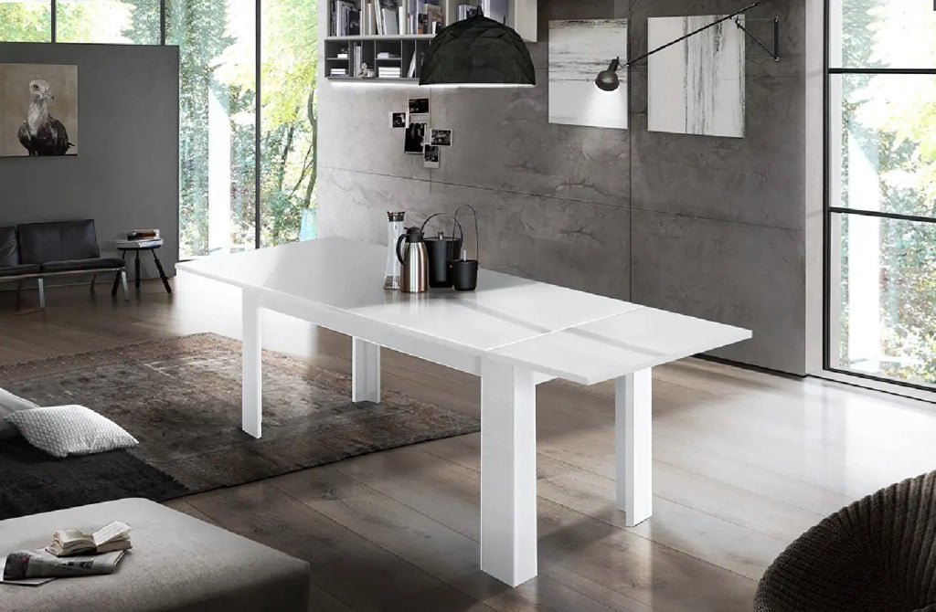 Tavolo da pranzo bianco allungabile 90x160-210 design moderno bianco Jesi Long