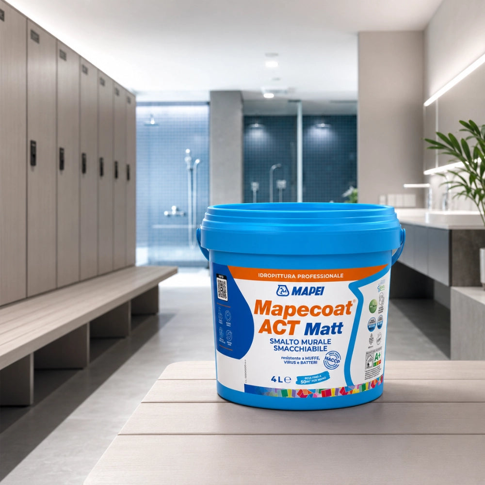 Mapei mapecoat act matt 4l smalto murale interni smacchiabile