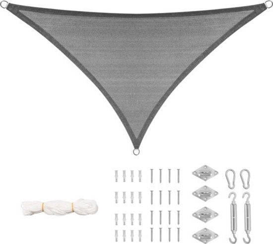 Tendal a ombrello triangolare - resistente ai raggi UV & impermeabile - materiale HDPE respiroso - permeabile all'aria & solido - stile elegante grigio scuro - 4,2x4,2x6 m