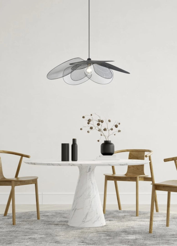 Lampada a sospensione petali fiore, metallo, nero, D 87 cm, Fleure