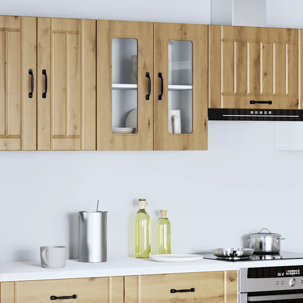 Pensile da Cucina | Mobile da Cucina con Porta in Vetro Kalmar Rovere Artigianale