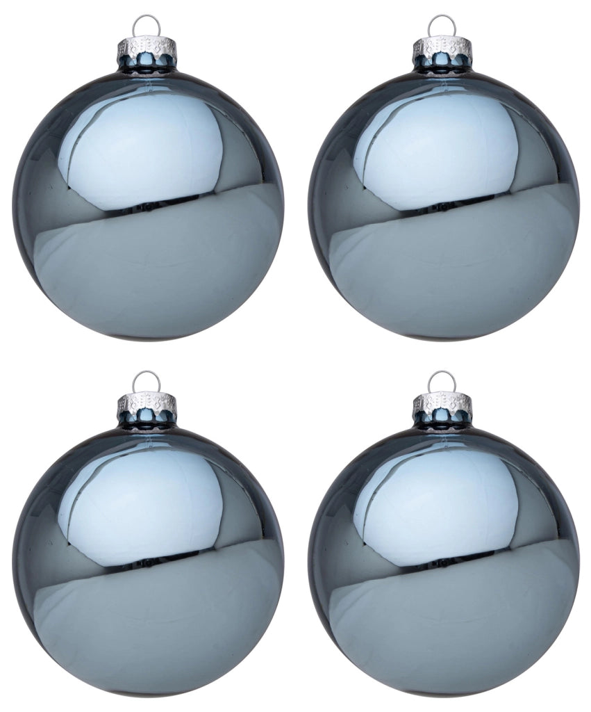 Palline di Natale in Vetro Azzurro Lucido Addobbi Albero Decorazioni Natalizie Diametro: 100 mm