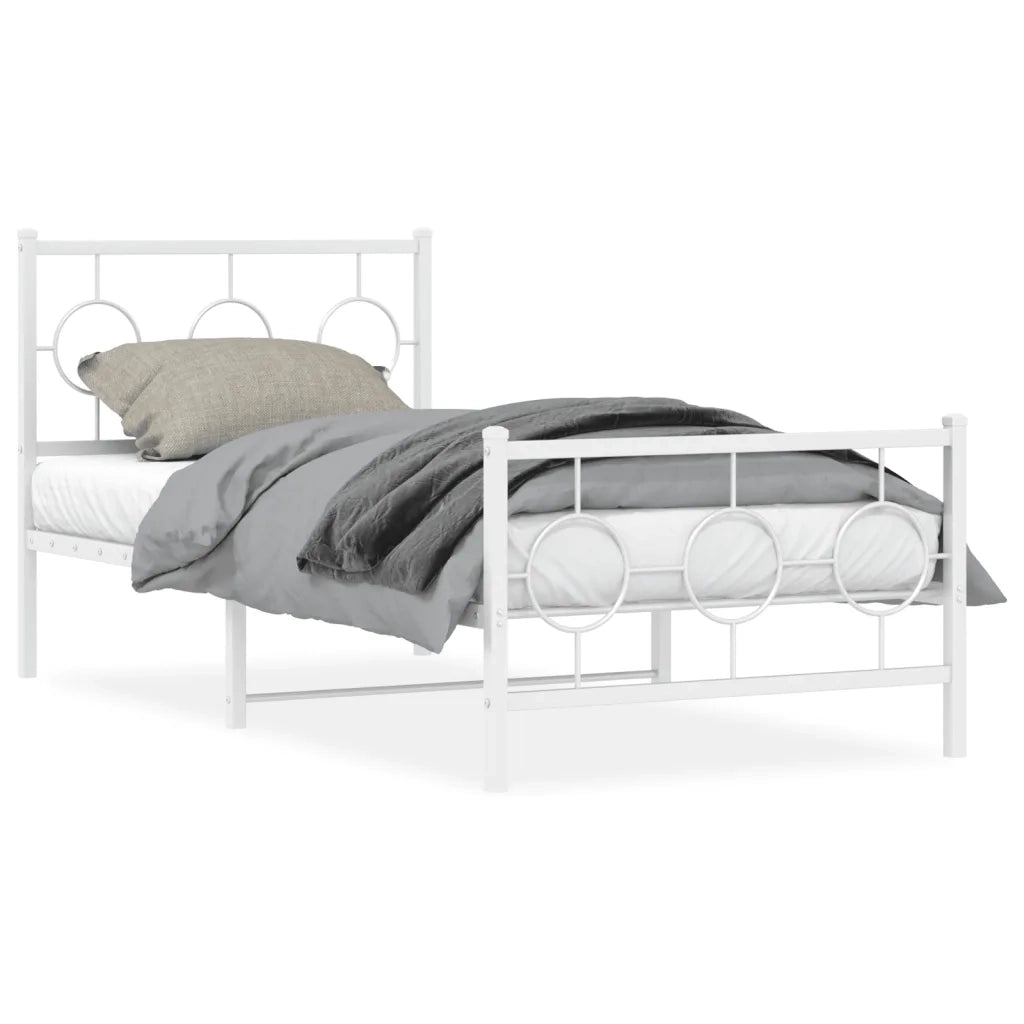Giroletto con Testiera e Pediera-Struttura Letto Metallo Bianco 90x190 cm 270080