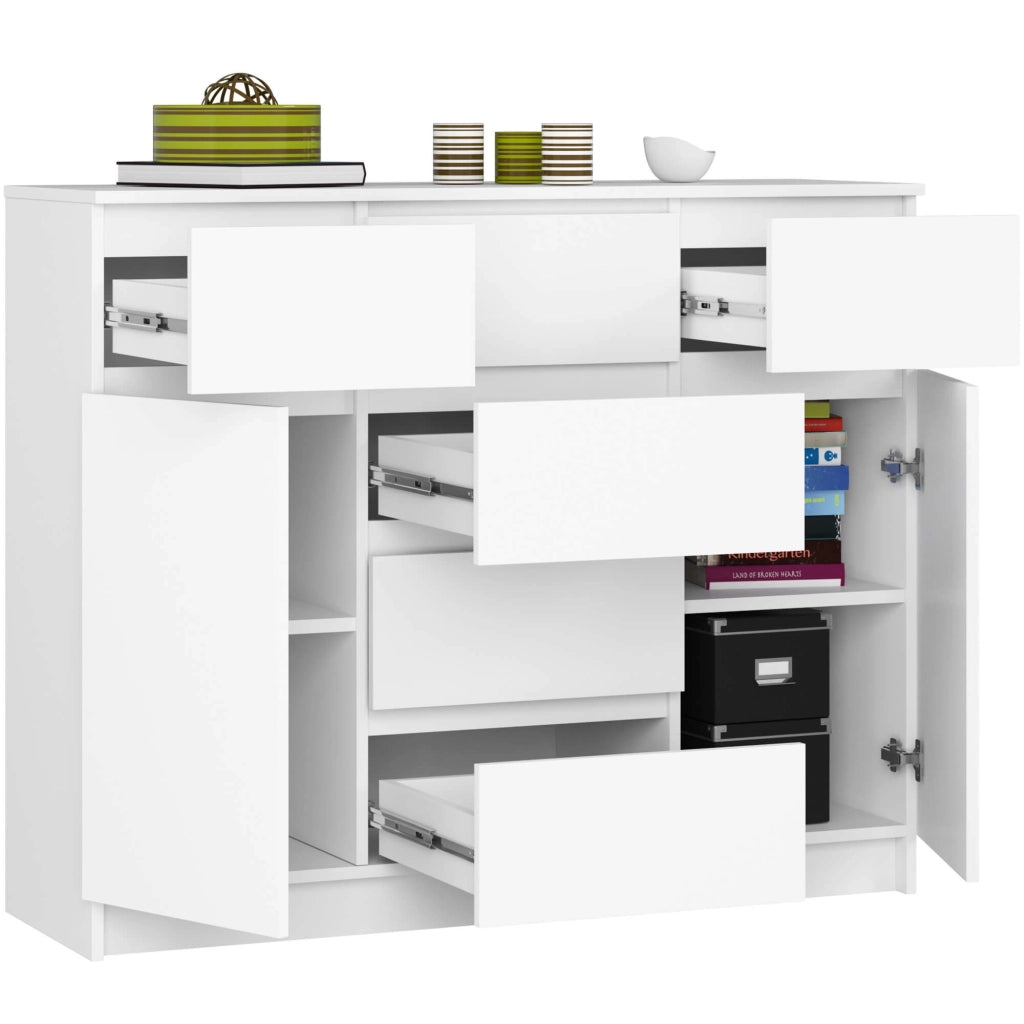Cassettiera AKORD K017 Bianca 120 cm 2 ante 6 cassetti 120x40x99 cm