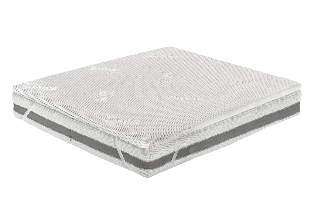 Rinnova Materasso Topper Coprimaterasso Correttivo Antibatterico Memory Silver - Matrimoniale - Silver