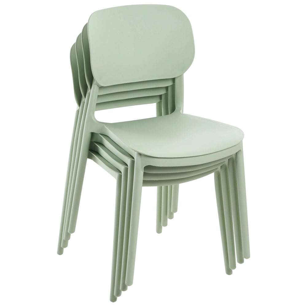 Set di 4 sedie da giardino in plastica sintetica impilabili per esterni verde chiaro sedie impilabili e leggere