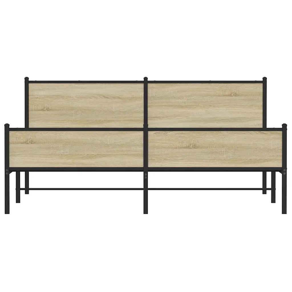 vidaXL Giroletto senza Materaso in Metallo Rovere Sonoma 180x200 cm