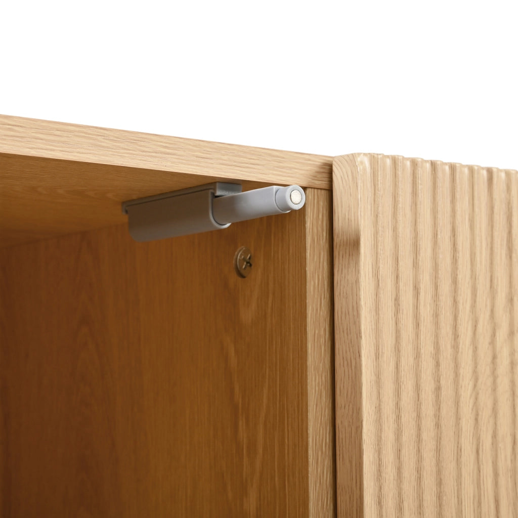 Credenza con 2 ante e cassetto centrale in MDF effetto legno naturale con gambe in ferro 115,5 × 40 × 76 cm