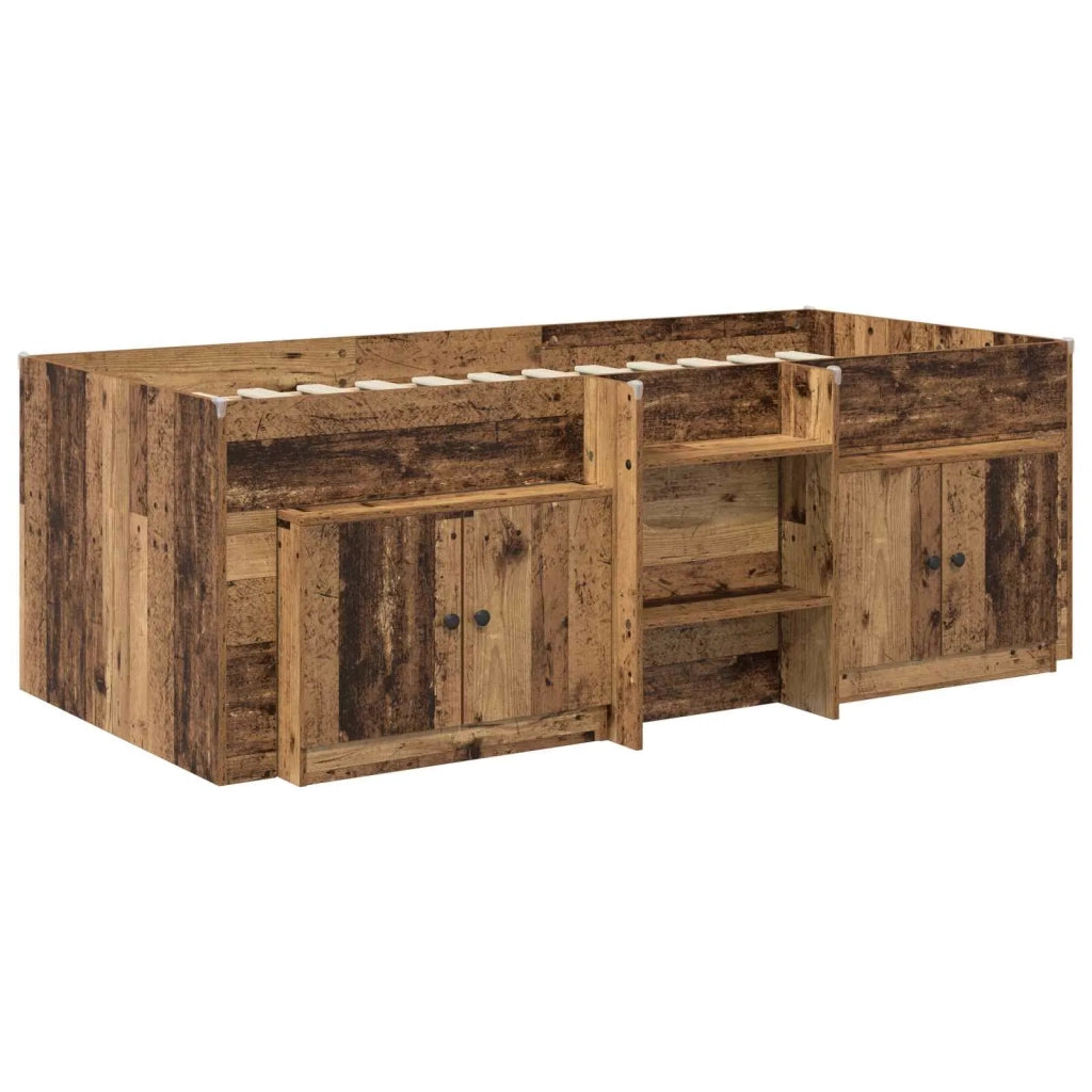 Struttura Letto Loft con Mobile con porta 3 pz Legno antico 3423372
