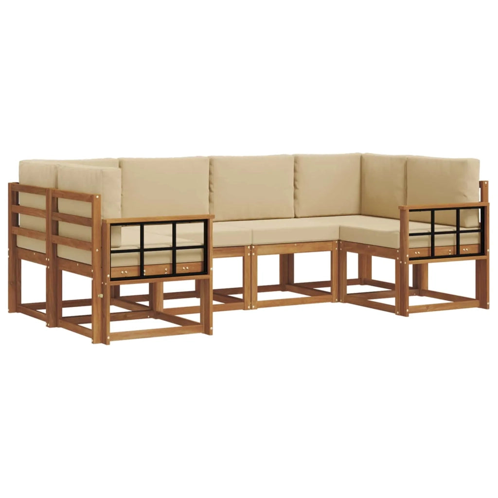 Set di divani da esterno con cuscino 6 pcs Naturale e Beige
