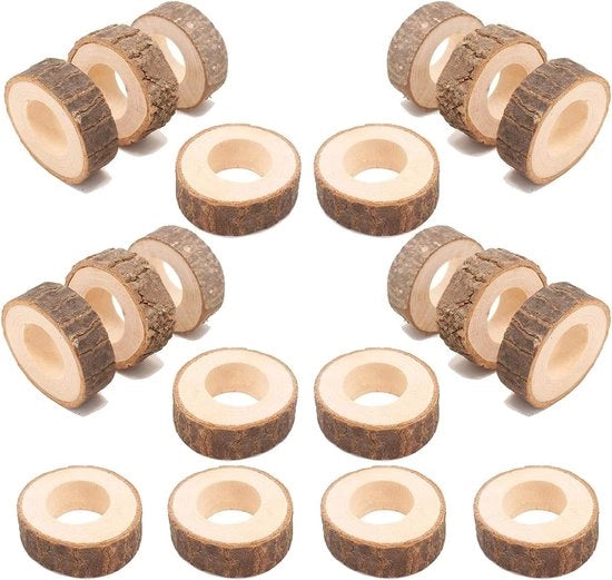 Servetti in Legno - Anelli Decorativi in Legno - 20 Pezzi - Decorazione per Feste e Celebrazioni