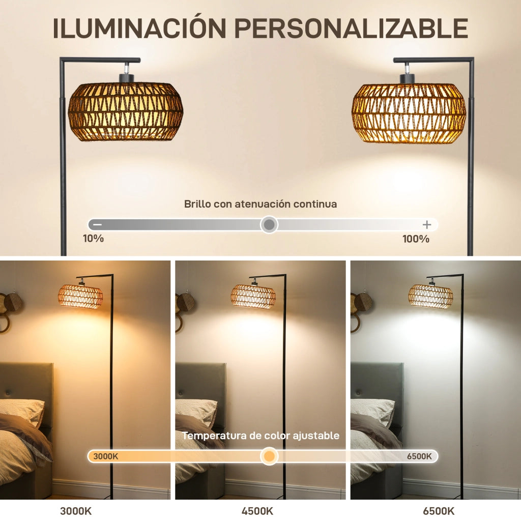Lampada da Terra a Doppia Campana con Telecomando ¨C zephmum ¨C 3 Luci, Regolabile, Boema