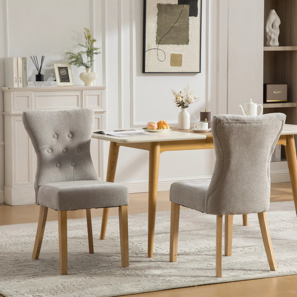 Sedia da pranzo 98x38x47.5 cm con schienale alto e montaggio semplice in chenille grigio