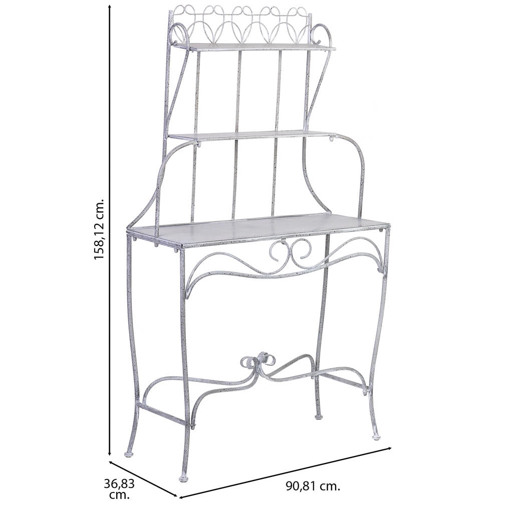 Espositore in metallo con 2 ripiani grigio 90,81x36,83x158,12h cm