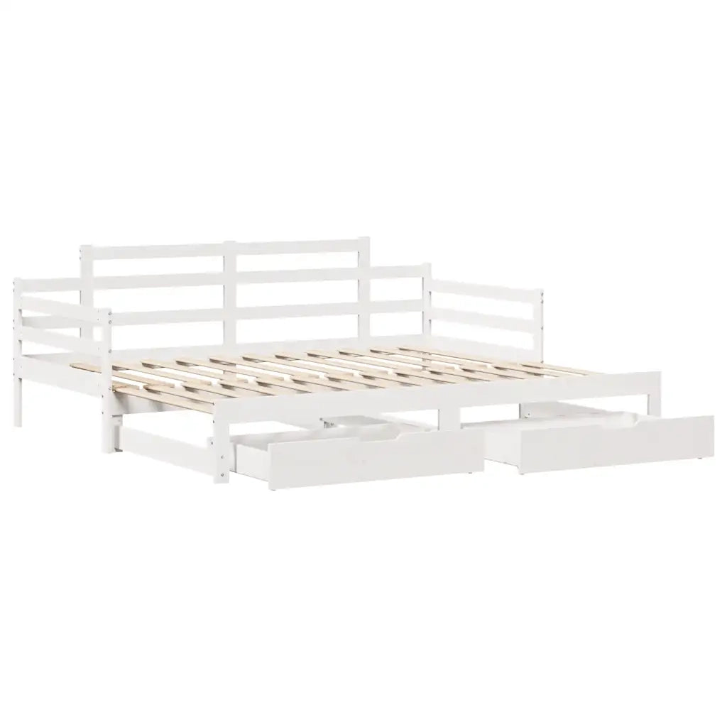 Letto singolo | Letto per adulti | Letto Estraibile con Cassetti senza Materasso Bianco 90x200 cm