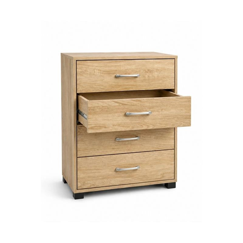CASSETTIERA IN LEGNO CON QUATTRO CASSETTI COLORE ROVERE DIMENSIONI 50X40X83 CM