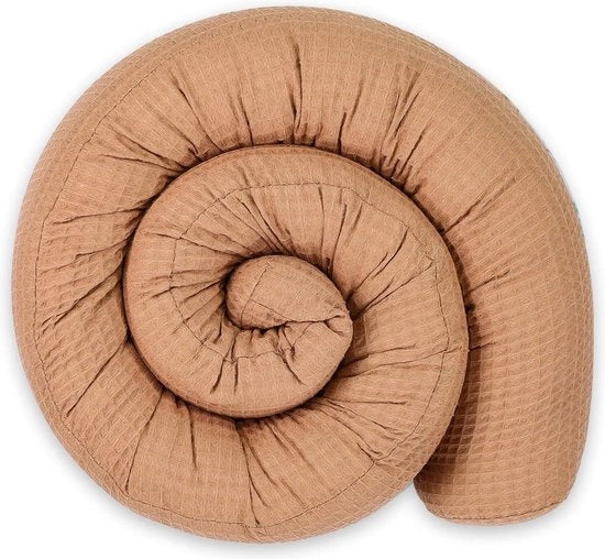 Sfondamento per letto a 200 cm - cuscino a wafel in cotone - cuscino lungo per letto a rotolo - cuscino per collo e schiena - ergonomico e supportante - colore marrone.