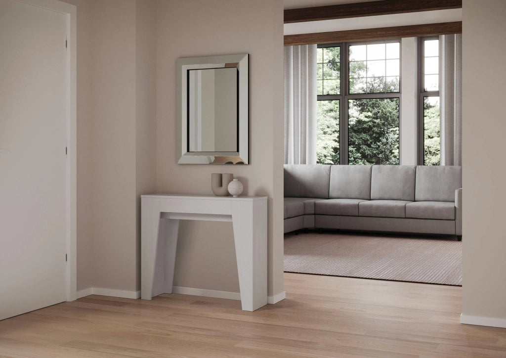 Consolle Allungabile 90x25/181 cm Pannelli in Nobilitato Narrow Bianco Frassino