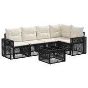 Set Divano da Giardino 6 pcs Nero e Bianco Crema polyrattan