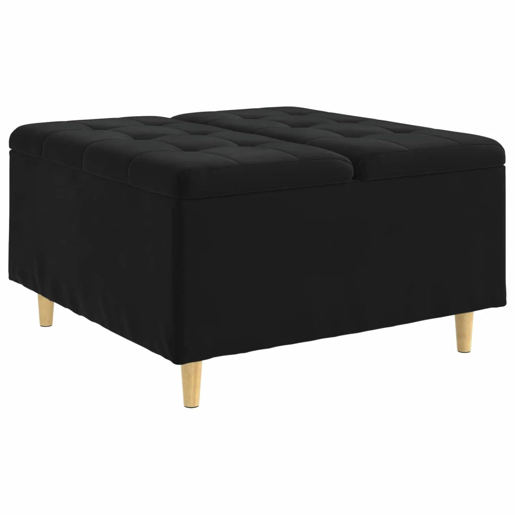 Pouf contenitore con cuscino Nero 80 x 80 x 45 cm Velluto 876844