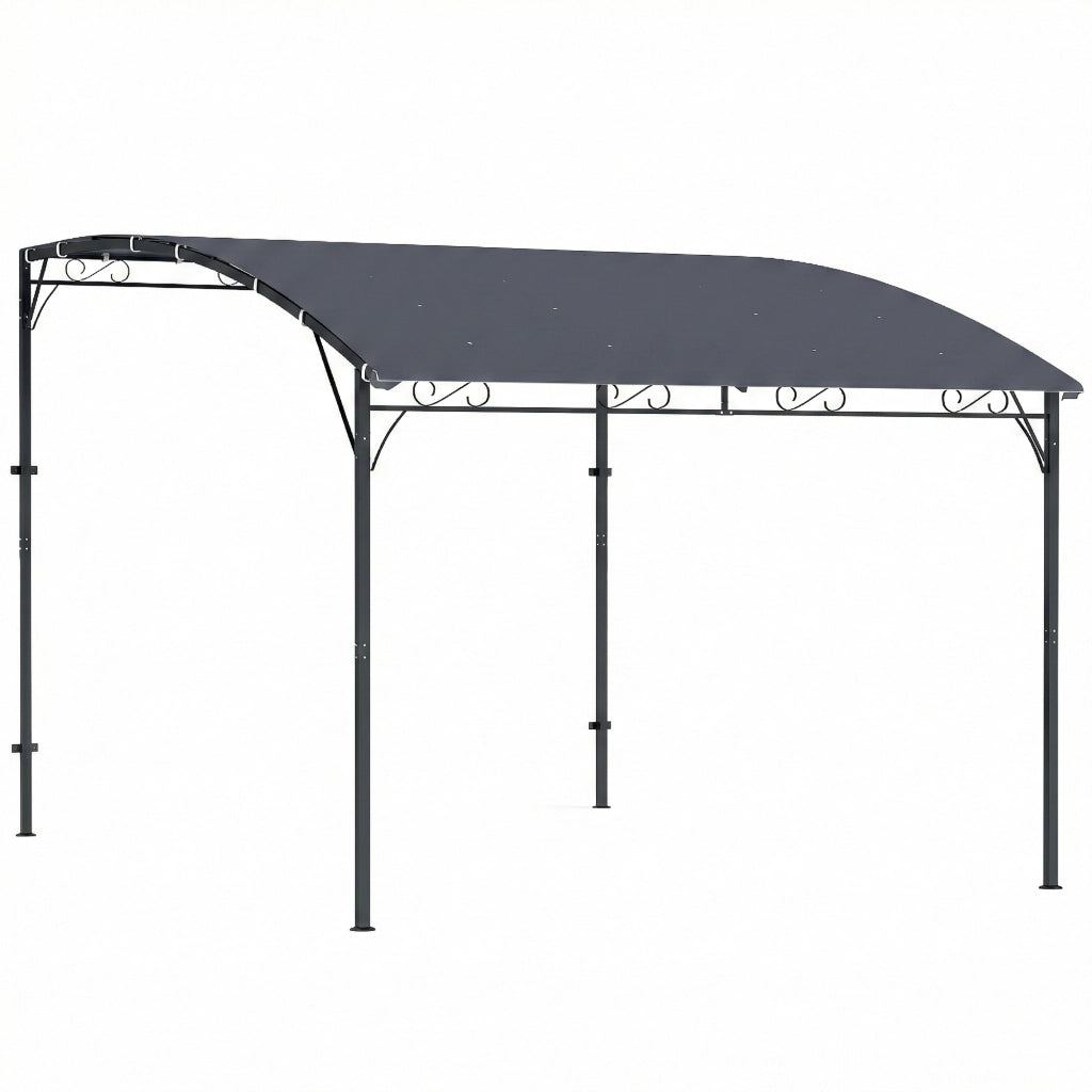 Gazebo Pergola da Giardino 286x384x252 cm con 16 Fori di Drenaggio in Metallo e Poliestere Grigio