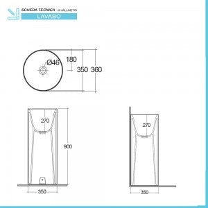 Lavabo freestanding da terra tondo Petit bianco in ceramica