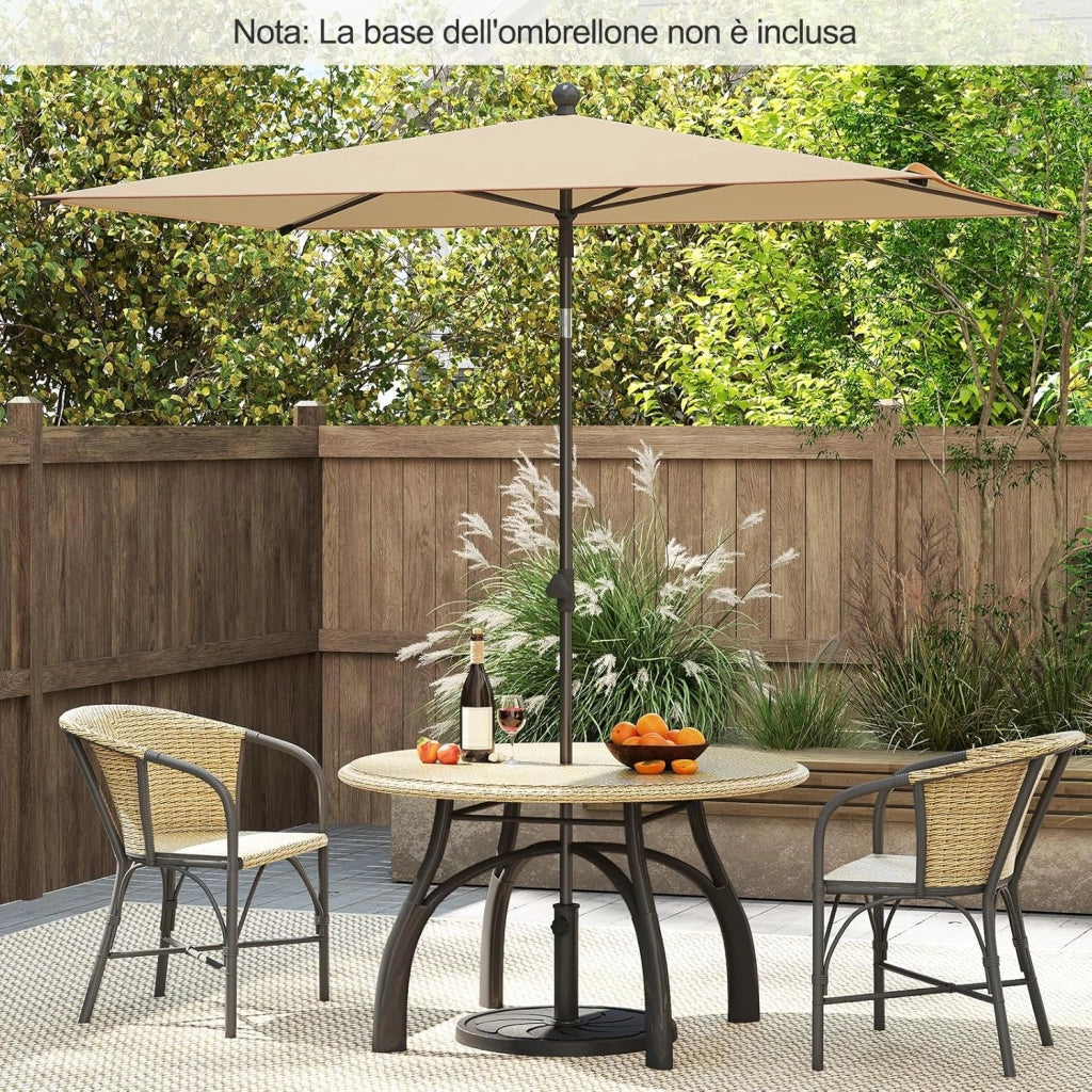 Ombrellone per Patio 213 X 140 cm, Ombrellone Rettangolare da Esterno con Inclinazione Regolabile, Borsa di Trasporto, Parasole Pieghevole per Veranda, Giardino, Piscina, Spiaggia (Beige)