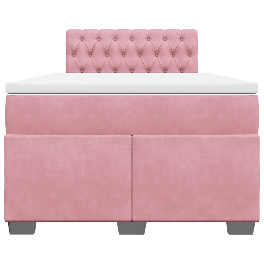 Giroletto a Molle con Materasso Rosa 120x190 cm in Velluto