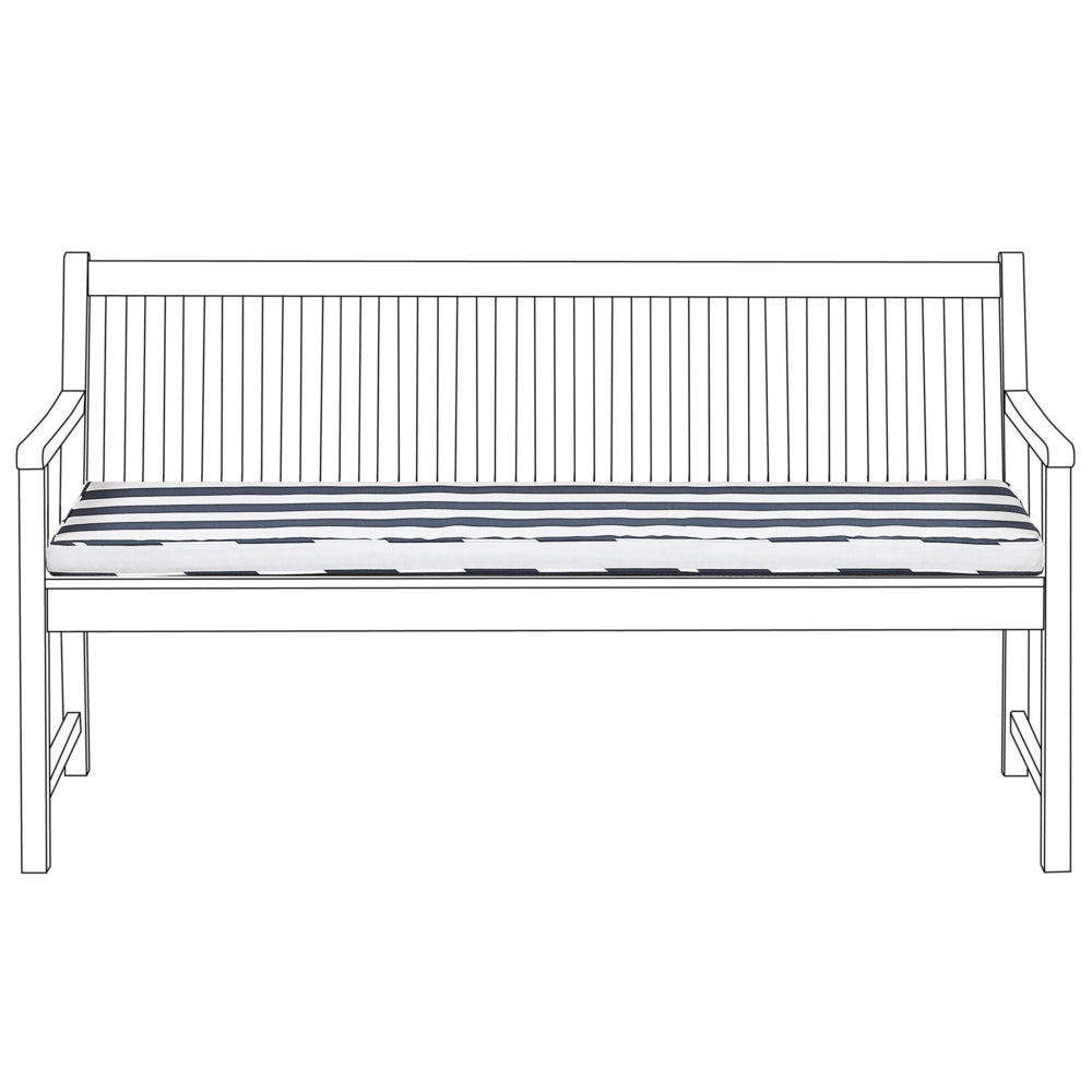 Cuscino per sedile da esterno Cuscino per panca a righe in poliestere blu e bianco resistente all'acqua 152 x 54 cm Giardino