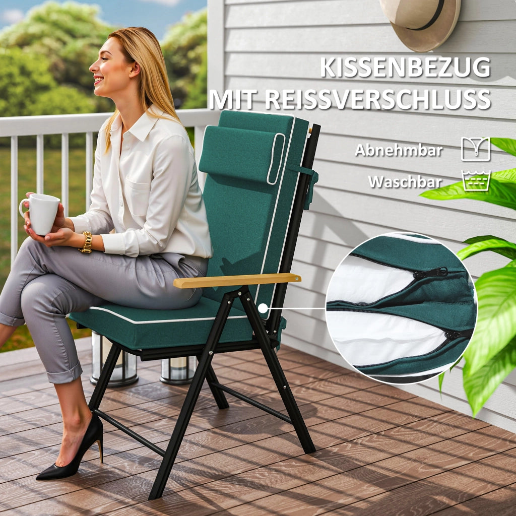 Cuscino Sedia con Schienale ¨C Zephmum ¨C Verde, Tessuto, 120x47x9.5 cm