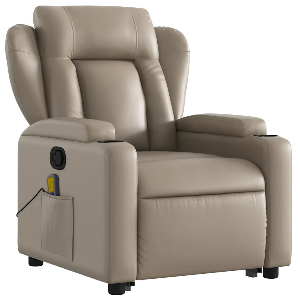 Poltrona Alzapersone Massaggi Reclinabile Cappuccino Similpelle 3204557