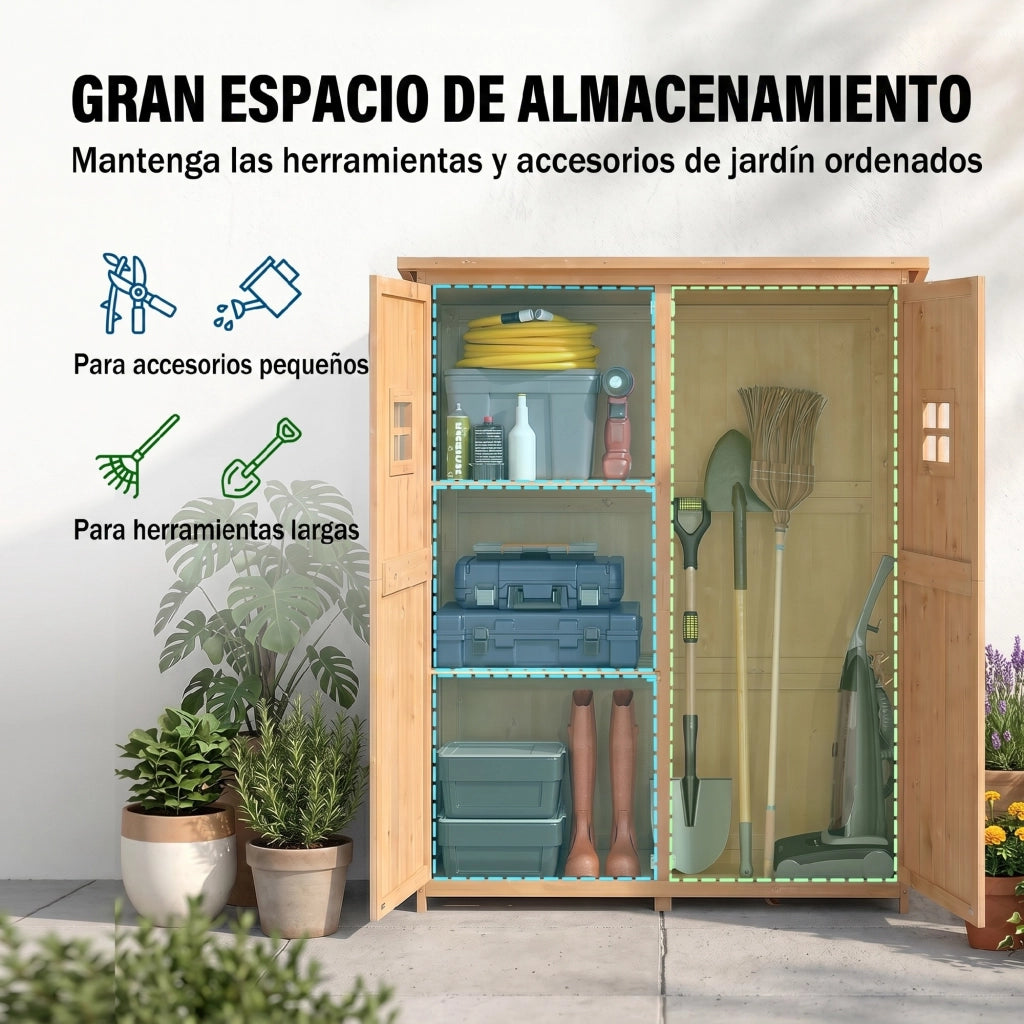 Armadio da Giardino in Legno ¨C zephmum ¨C 127.5x50x164 cm Natural