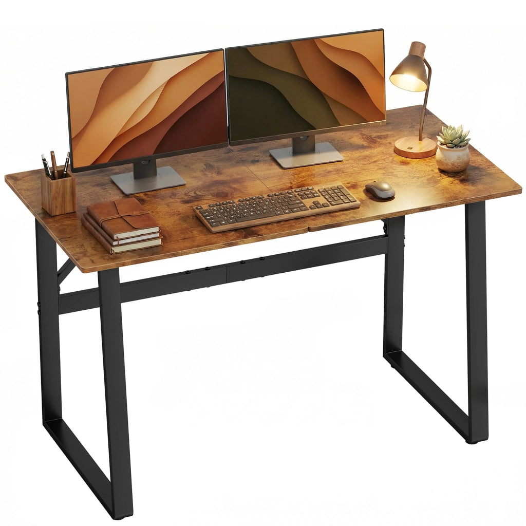 Scrivania Industriale ¨C Zephmum ¨C Legno e Acciaio, Nero e Marrone, 120x60x76 cm