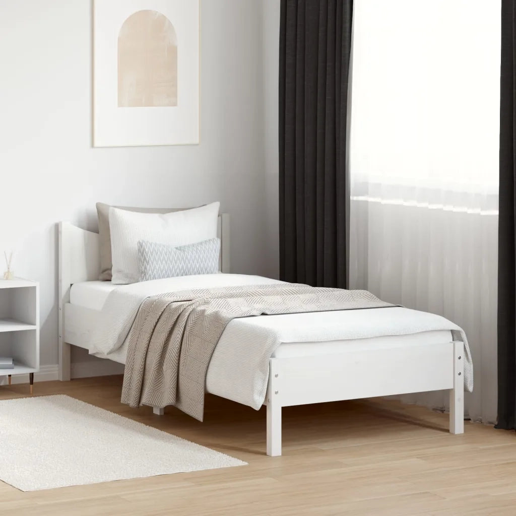 Letto senza Materasso Bianco 90x190 cm in Legno Massello Pino 844754