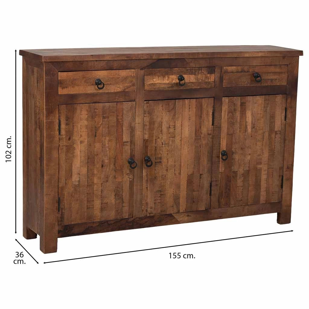 Credenza in legno naturale 155x36x102