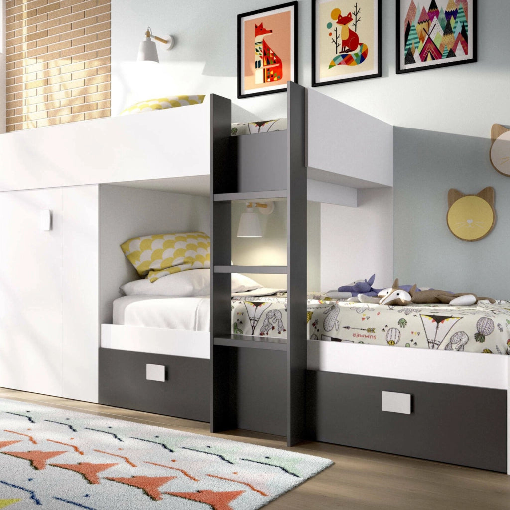 Araba, Composizione Camera da Letto 2 Cassetti, 271x111x150h cm Bianco