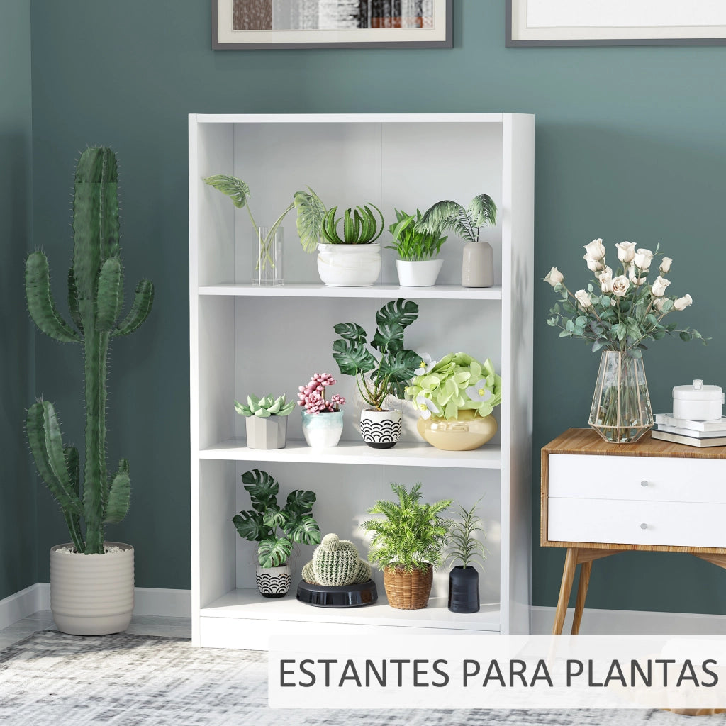 Libreria con 3 Scomparti per Libri ¨C zephmum ¨C 62.2x24x102.4 cm Bianco