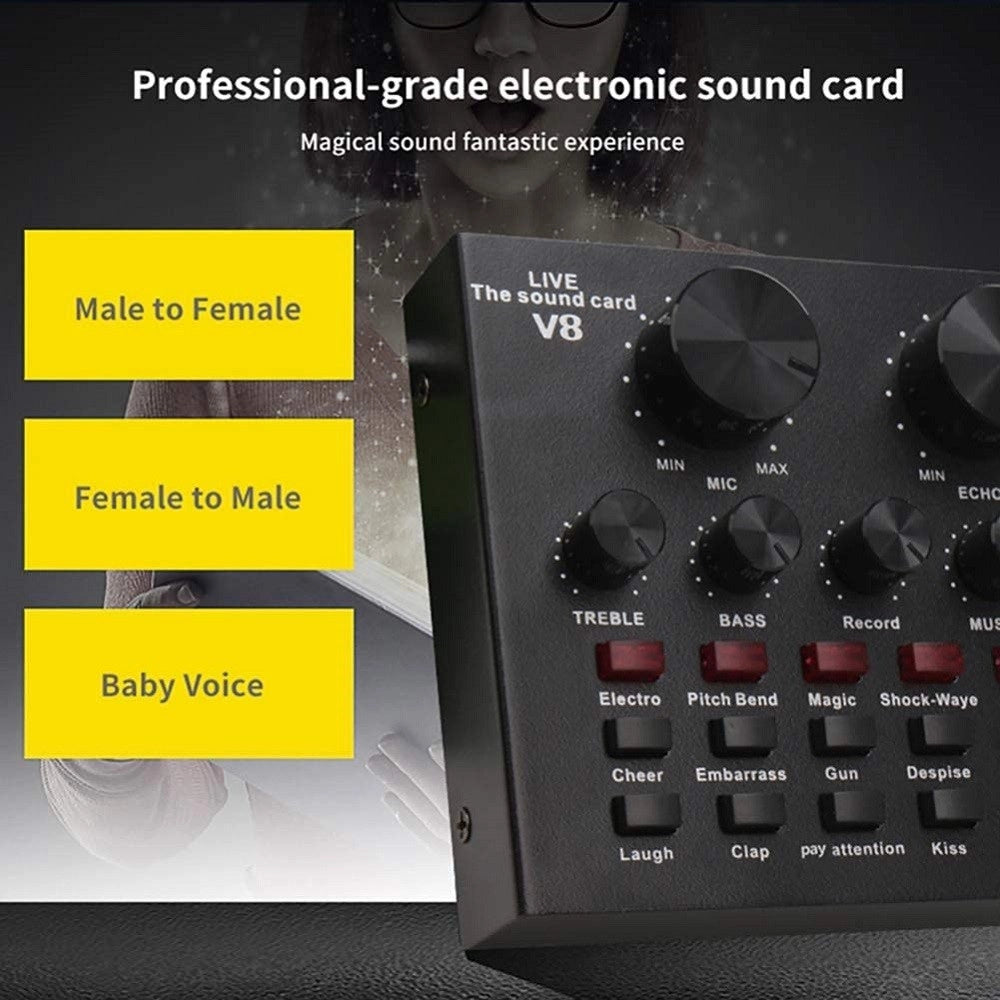 Trade Shop - Scheda Audio V8 Cambia Voce Conversione Effetti Sonori Mixer Registrazione Usb -