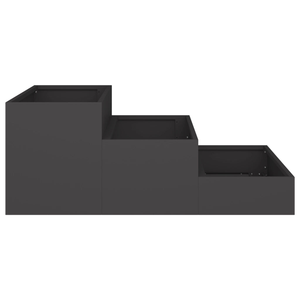 Fioriera da Giardino 3 Livelli 90x90x35 cm Acciaio Nero