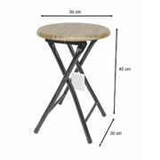 Trade Shop - Sgabello Tavolino Seduta Pieghevole In Legno Scuro Metallo Nero 45 X 30 Cm -