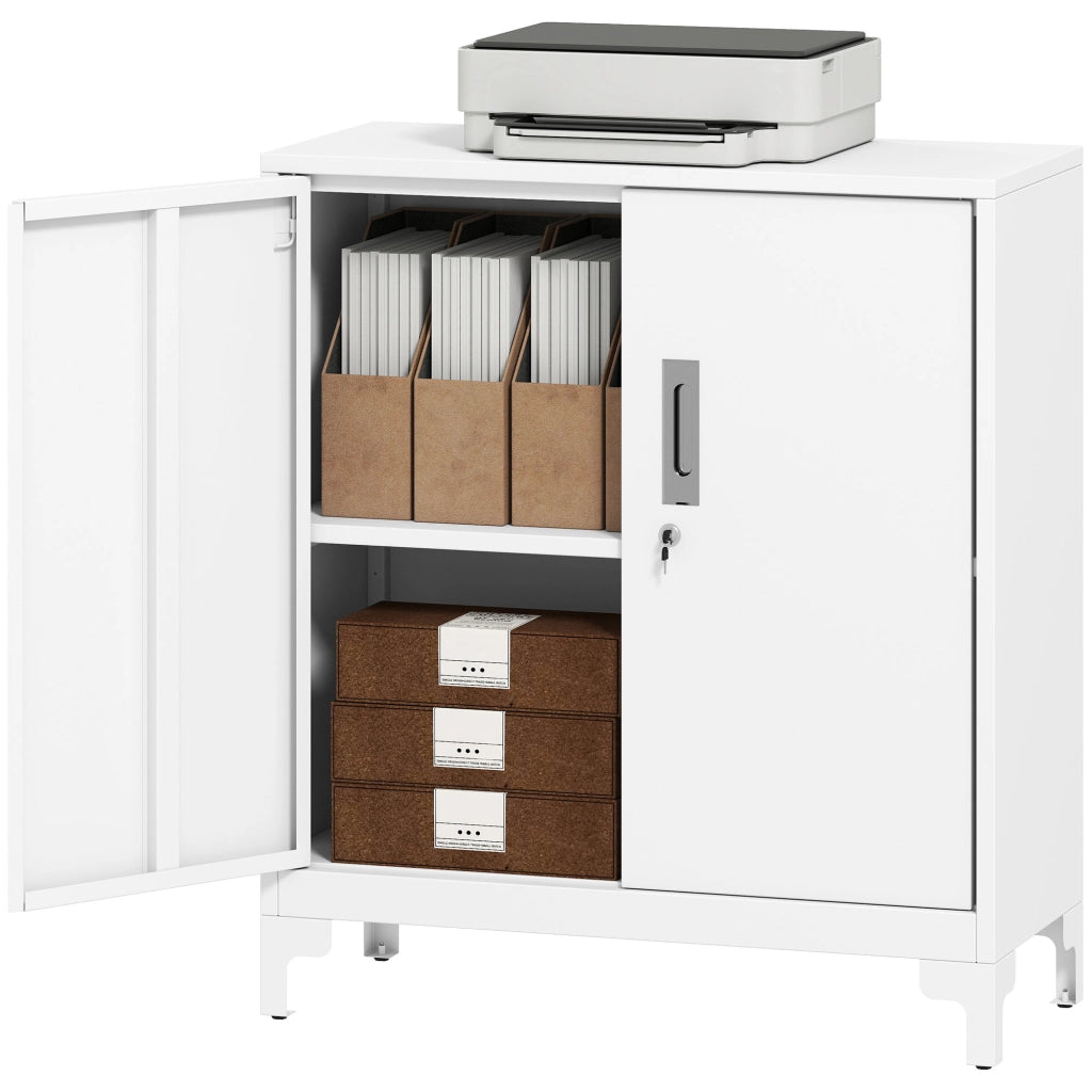 Armadio Metallo 2 Porte con Chiusura ¨C Zephmum ¨C Bianco 80x35x91 cm