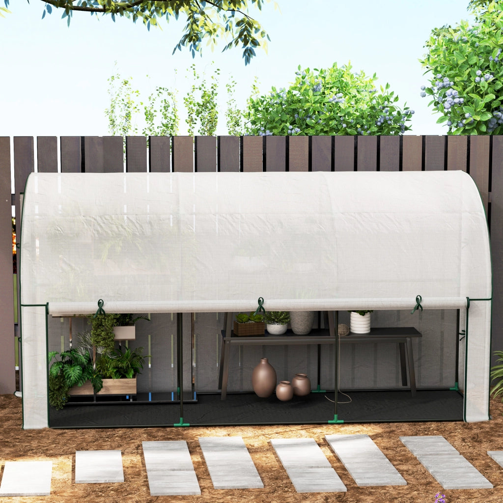 SERRA da parete 300x80x157 cm in plastica bianca con porta avvolgibile