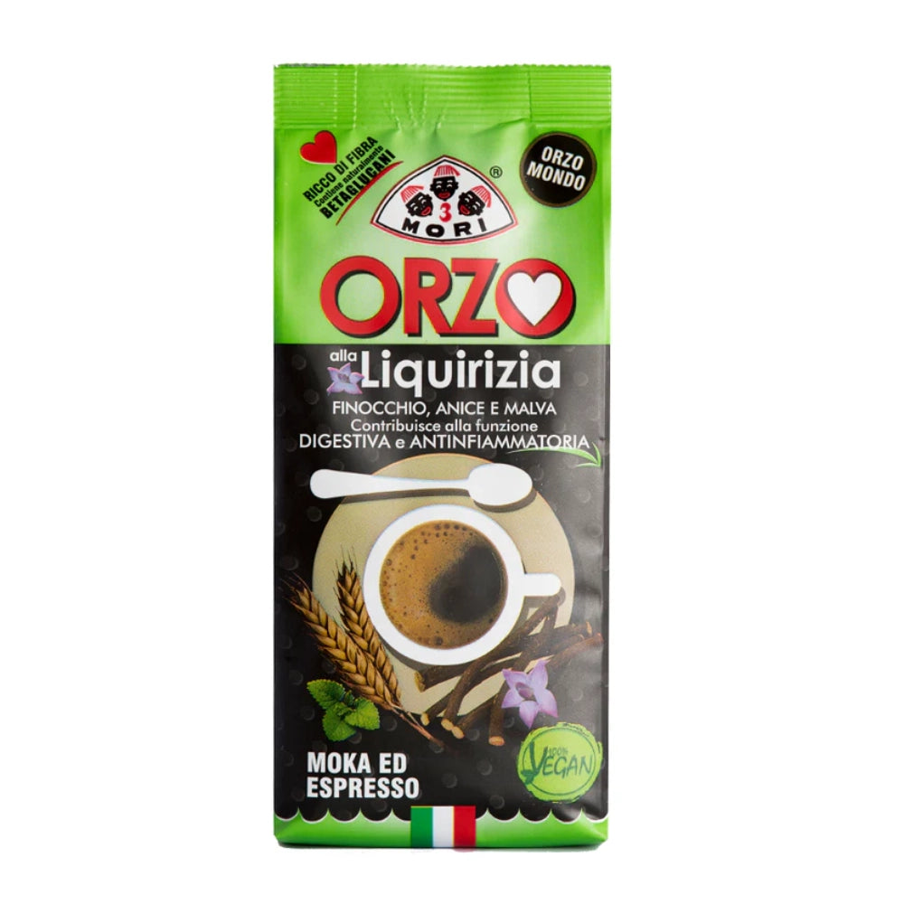 Tre mori orzo mondo alla liquirizia macinato per espresso e moka 4 da 250 grammi