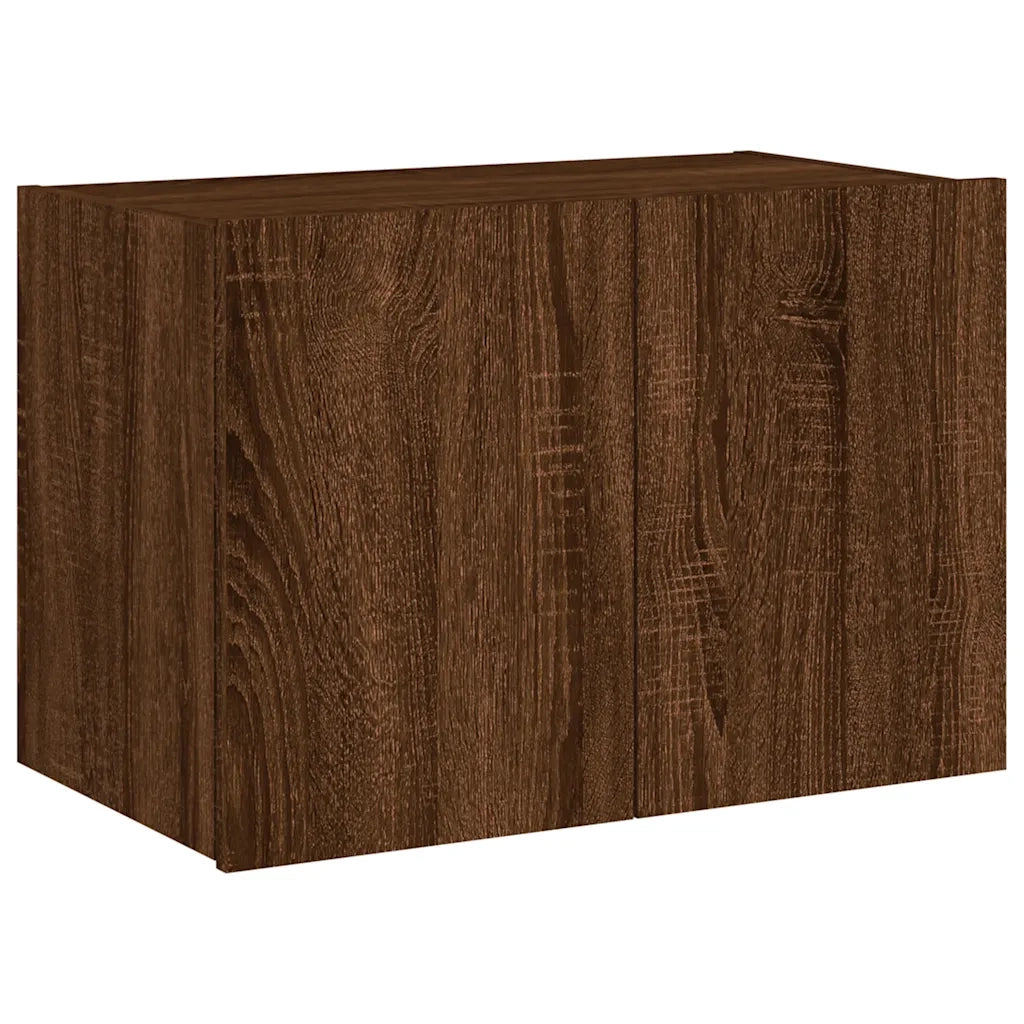 Mobile TV a Parete con Luci LED-Mobile TV a Muro Rovere Marrone 60x35x41 cm
